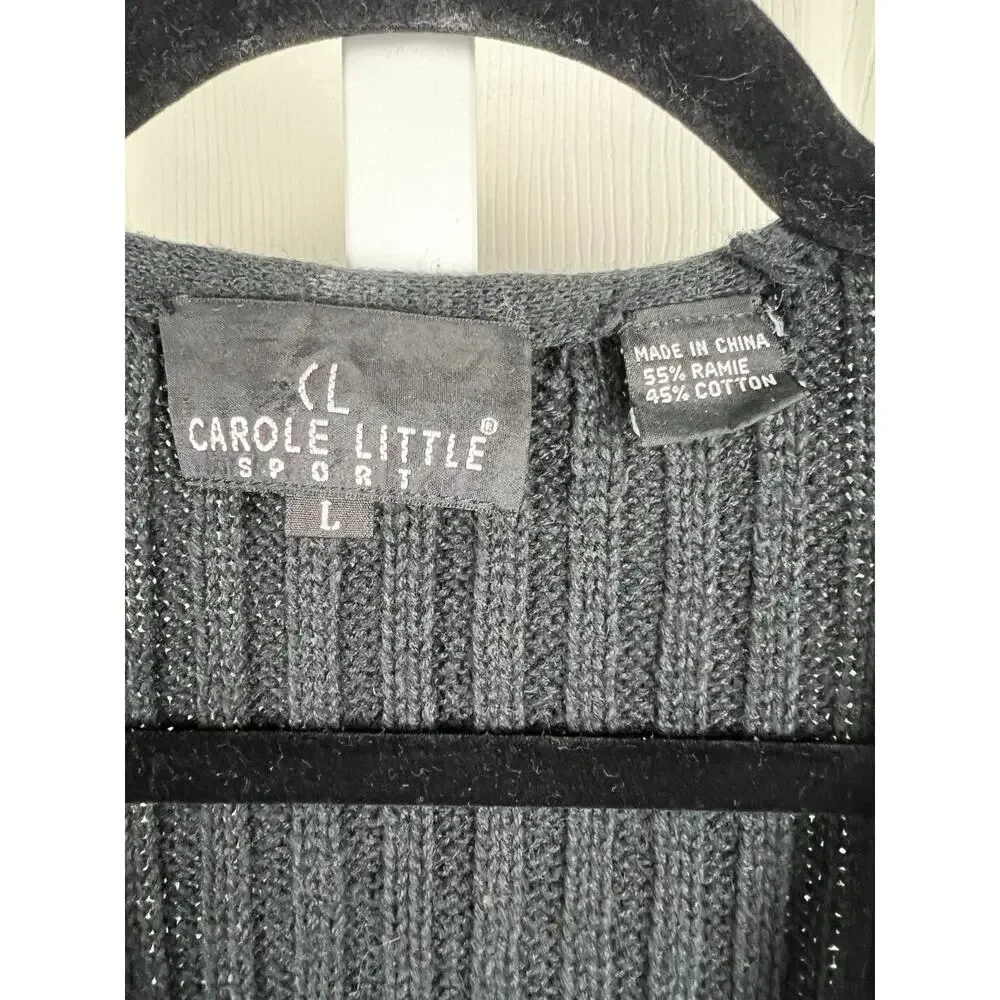 90s Carole Little Beaded Fringe Sweater Vest Colorful‎ Boho Festival L